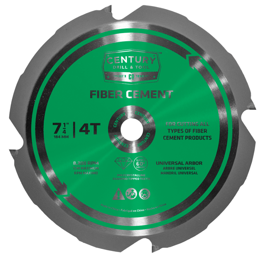 CIRCULAR SAW BLADE,FIBER CEMENT, 7-1/4" X 4T X UNIVERSAL ARBOR