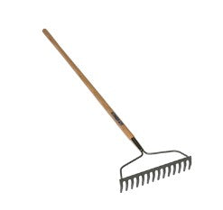 15"/14-TINE BOW RAKE, 54" WOOD HANDLE