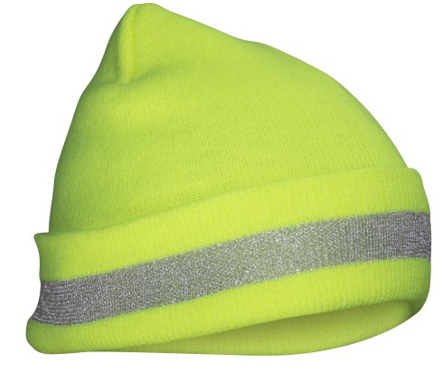 KNIT BEANIE, YELLOW WITH REFLECTIVE TRIM