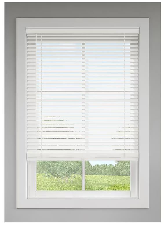 23"X48" CORDLESS WHT 2" SLAT, FAUX WOOD BLINDS
