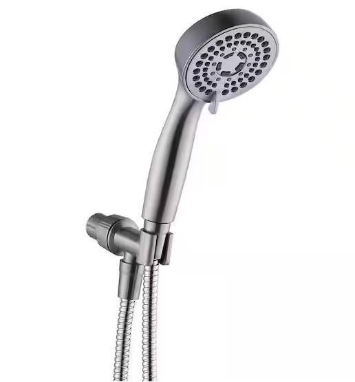 6 SPRAY WALL MOUNT/HANDHELD ADJ SHOWER HEAD, BN