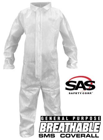 4XL SMS COVERALLS, 50GRM, CREW COLLAR, ELASTIC CUFF AND ANKLE [2