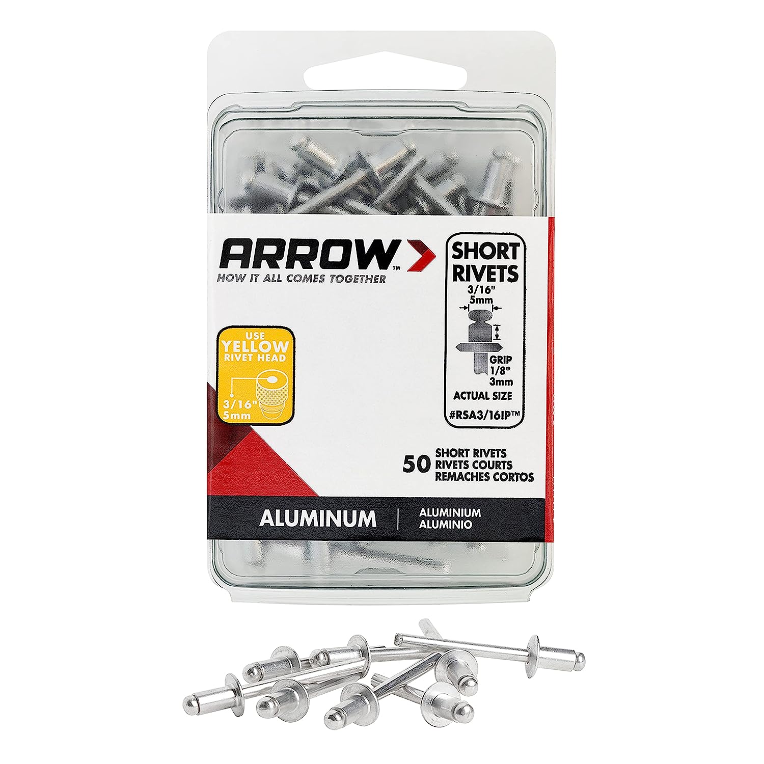3/16" SHORT ALUM. RIVETS, 100/PACK