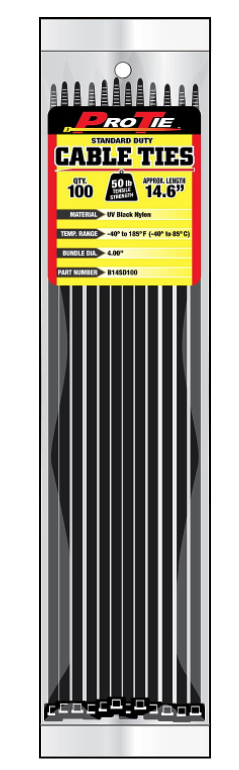 14.6" STD DUTY, UV BLACK 100PK
