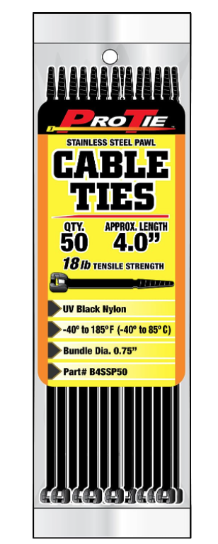 4" STAINLESS STEEL PAWL,UV BLK 50PK