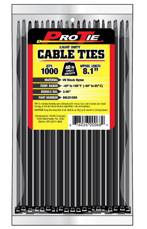 8.1" LIGHT DUTY, UV BLK, 100PK
