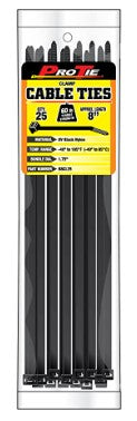 8" CLAMP CBL TIE, UV BLK, 25PK