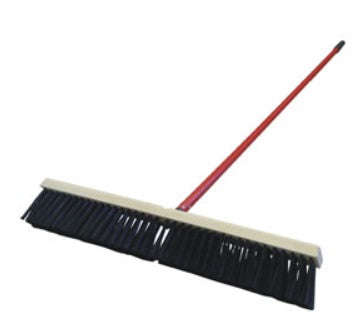 24" PUSH BROOM, STIFF CENTER BRISTLE, 60" WOOD HANDLE