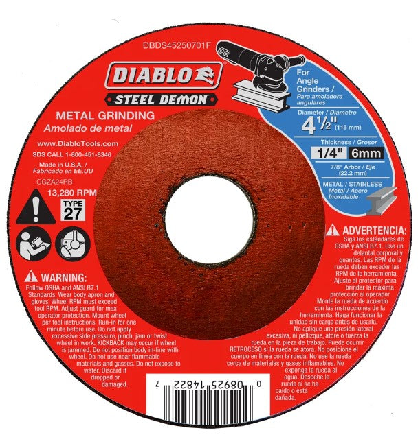 Steel Demon 4-1/2 in. Type 27 Metal Grinding Disc