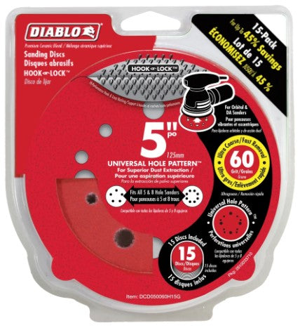 5 in. 60 Grit (Ultra Coarse) ROS Hook & Lock Discs (15-Pack)