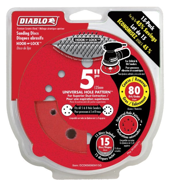 5 in. 80 Grit (Coarse) ROS Hook & Lock Discs (15-Pack)