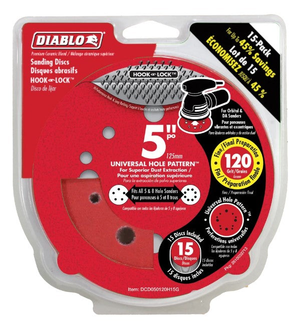 5 in. 120 Grit (Fine) ROS Hook & Lock Discs (15-Pack)