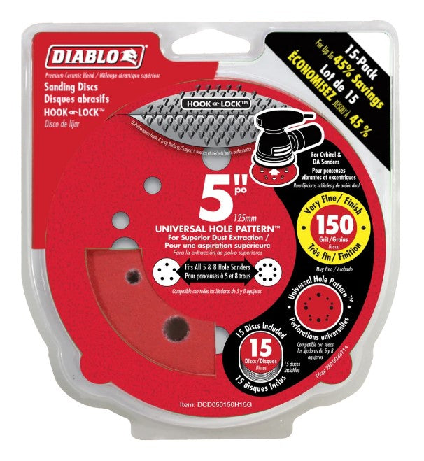 5 in. 150 Grit (Very Fine) ROS Hook & Lock? Discs (15-Pack)