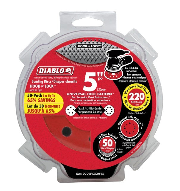 5 in. 220 Grit (Ultra Fine) ROS Hook & Lock? Discs (50-Pack)