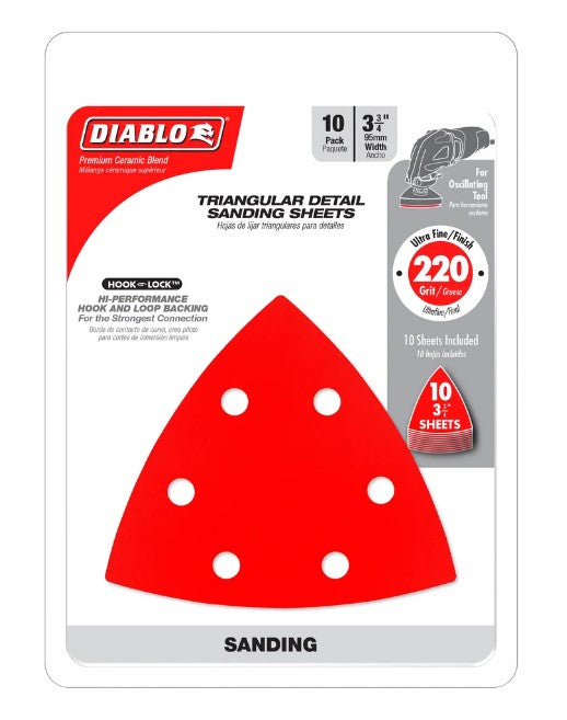 3-3/4 in. 220-Grit (Fine) Oscillating Detail Triangle Sanding Sh