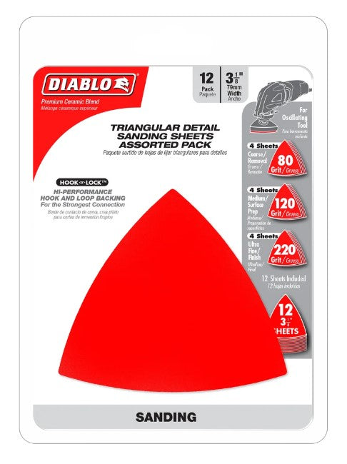 3-3/4" Oscillating Detail Triangle Sanding Sheet Assorted Pk