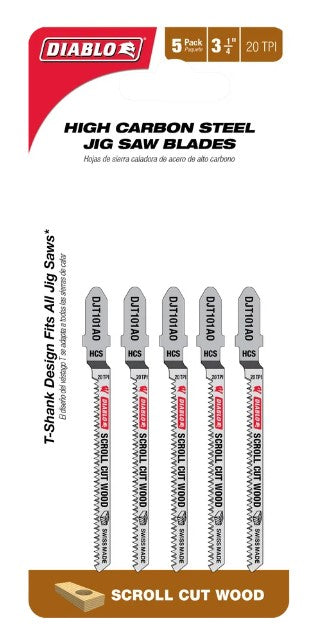 3-1/4 in. 20 TPI High Carbon Steel T-Shank Jig Saw Blades for Sc