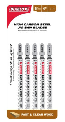 4 in. 6 TPI High Carbon Steel T-Shank Jig Saw Blades for Fast Cu