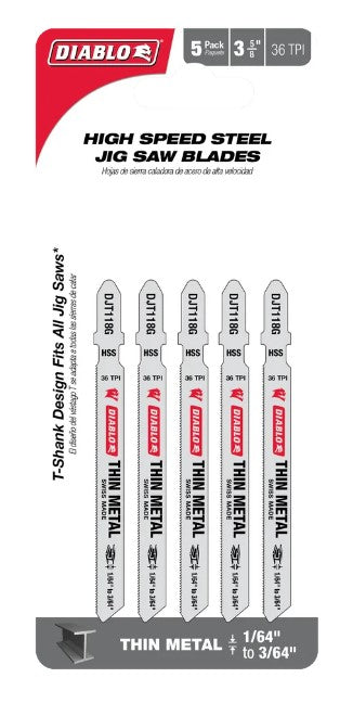 3-5/8 in. 36 TPI High Speed Steel T-Shank Jig Saw Blades for Thi