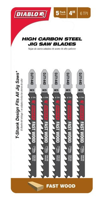 4 in. 6 TPI High Carbon Steel T-Shank Jig Saw Blades