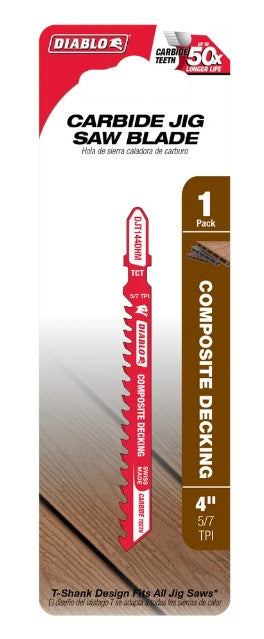 4 in. 5/7 TPI Carbide T-Shank Jig Saw Blade for Composite Decking