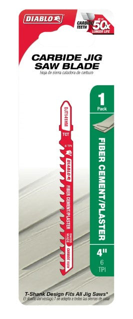 4 in. 6 TPI Carbide T-Shank Jig Saw Blade for Fiber Cement & Pla