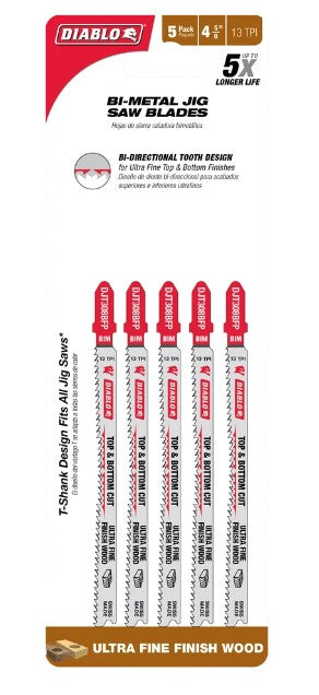 4-5/8 in. 13 TPI Bi-Metal T-Shank Jig Saw Blades for Ultra Fine