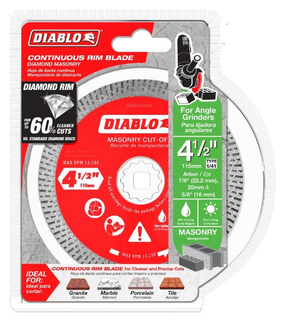 4-1/2 in. Diamond Continuous Rim Cut-Off Discs for Masonry