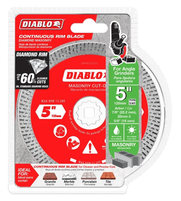 5 in. Diamond Continuous Rim Cut-Off Discs for Masonry