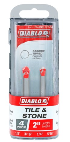 4 pc Tile & Stone Carbide Tipped Drill Bit Set (4-Piece)