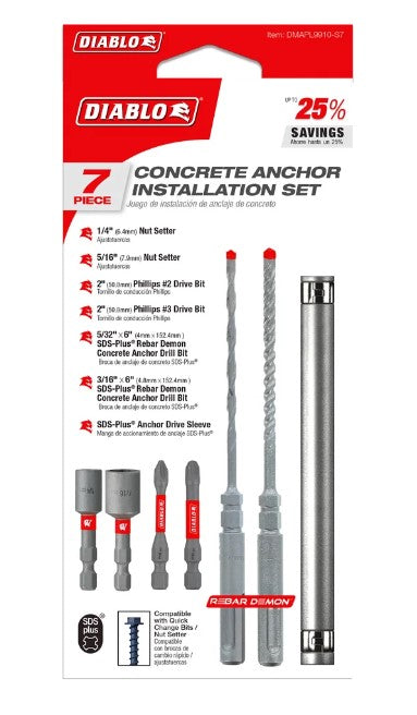 7pc Concrete Anchor Drive Installation Set (7-Piece)