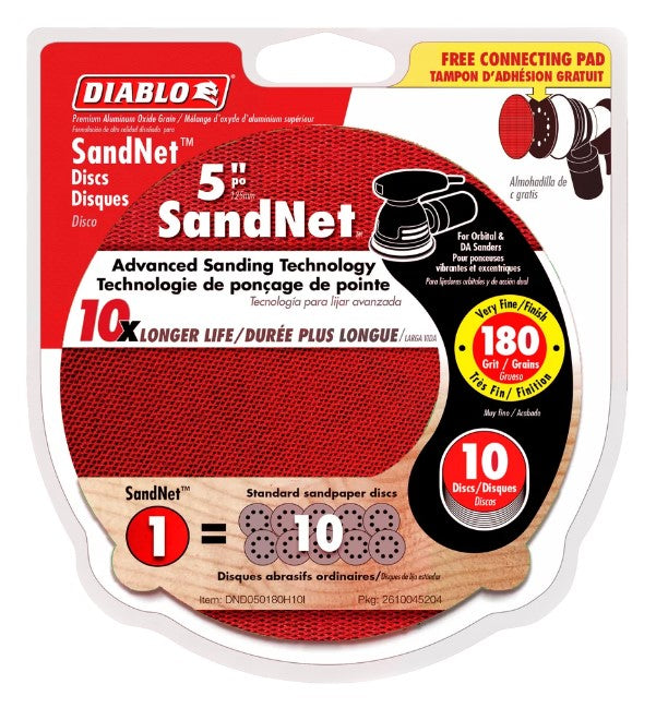 5 in. 180 Grit (Fine) SandNET Discs with Connection Pad (10-Pac