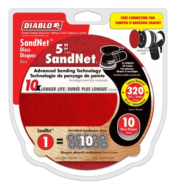5 in. 320 Grit (Ultra Fine) SandNET Discs with Connection Pad