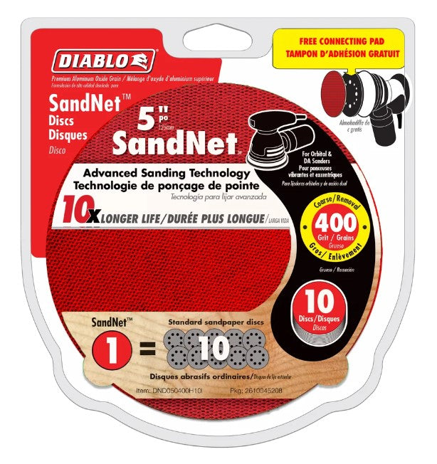 5 in. 400 Grit (Micro Fine) SandNET Discs with Connection Pad