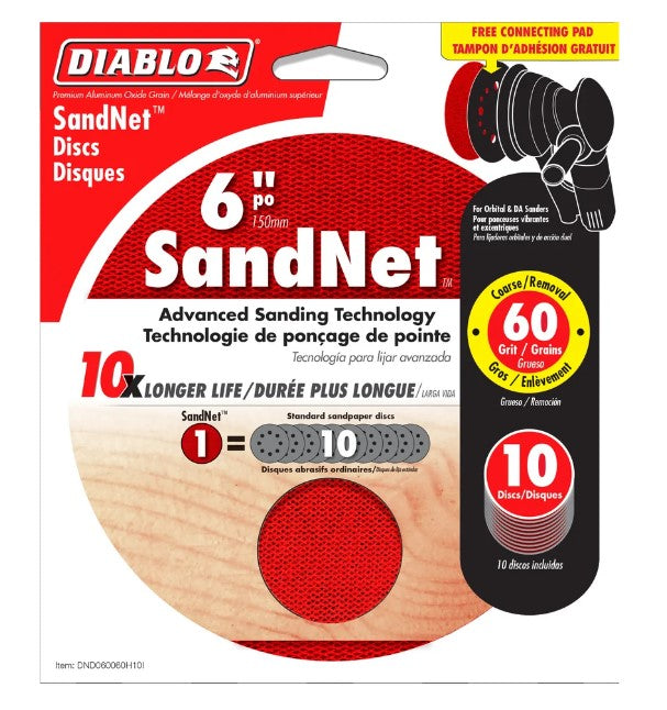 6 in. 60 Grit (Coarse) SandNET Discs with Connection Pad