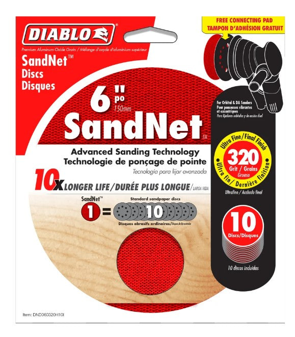 6 in. 320 Grit (Ultra Fine) SandNET Discs with Connection Pad
