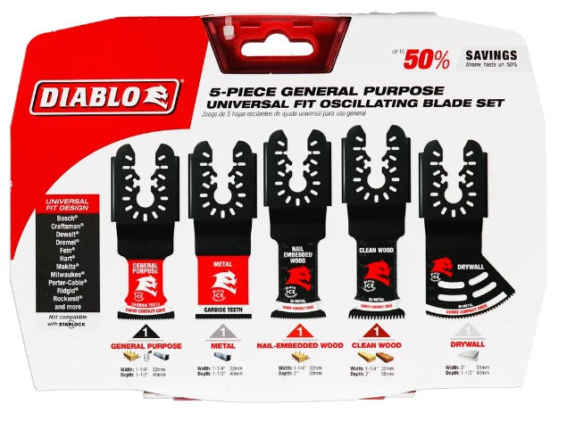 5 pc Universal Fit General Purpose Oscillating Blade Set (5-Piec
