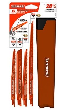 6 pc Nail-Embedded Wood and Metal Cutting/Demolition Recip Set