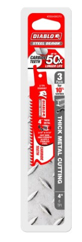4 in. Steel Demon Carbide Recip Blades for Thick Metal (3/16 in.