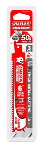 6 in. Steel Demon Carbide Recip Blades for Thick Metal (3/16 in.