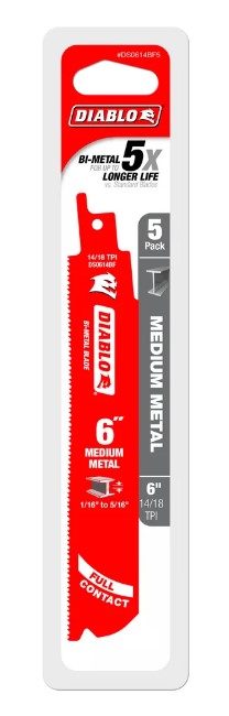6 in. Bi-Metal Recip Blade for Medium Metal Cutting (3/32 in. to
