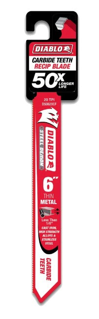 6 in. Steel Demon Carbide Recip Blades for Thin Metal (less than