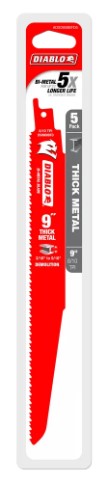 9 in. Bi-Metal Recip Blade for Thick Metal/Demolition (3/16 in.