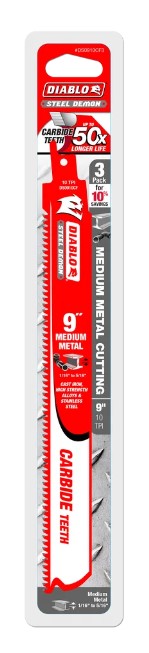 9 in. Steel Demon Carbide Recip Blades for Medium Metal (1/16 in