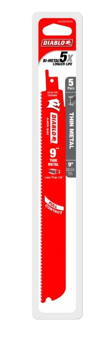 9 in. Bi-Metal Recip Blade for Thin Metal (Less than 1/8 in.) (5