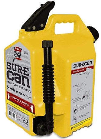 SURECAN 5 GALLON SELF VENTING, YELLOW, 180 DEG. NOZZLE