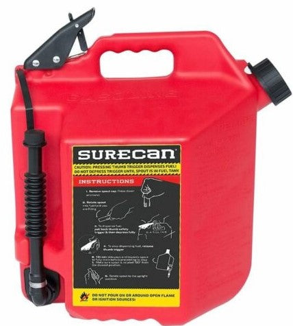 SURECAN 5 GALLON SELF VENTING, RED, 180 DEG NOZZLE