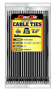 8" SD SCRW MNT, UV BLACK, 100PK