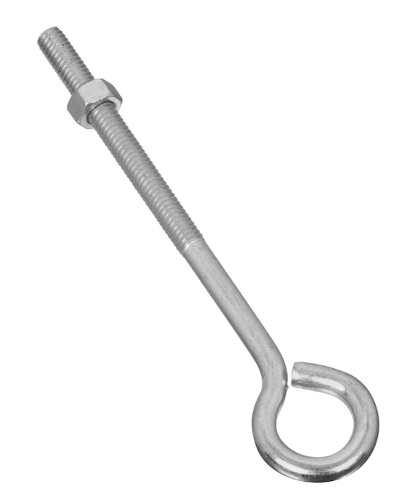 5/16X6" EYE BOLT W/NUT, ZN, 10/BAG