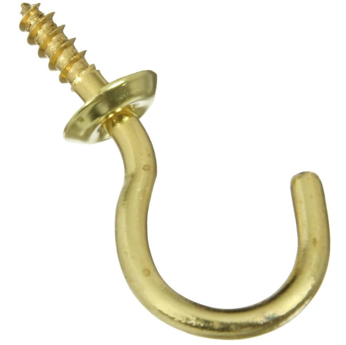 1" CUP HOOKS, SOLID BRASS, 4/PK